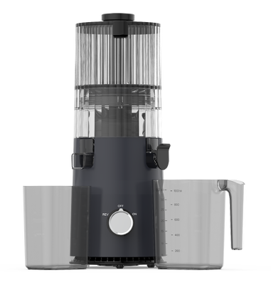 HJ103 Zilveren Grijzige Langzame Juicing Juicer 135 mm Breed Schuit, 200 W motor, 1000 ml sapbeker, < 70 dB Stilte