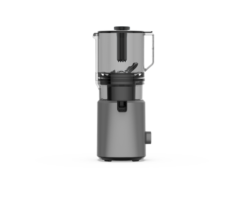 HJ303 Zilvergrijze slow-masticating sapcentrifuge – 155 mm brede uitloop, geschikt voor hele ananas, 200 W motor, 1000 ml sapbeker,