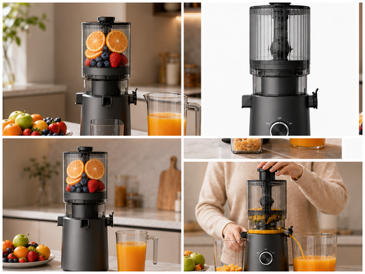 Fresh Smart HJ303 Extra-Brede Slow Juicer – Voor de Liefde van Vers Sap met 155 mm Uitloop, 2400 ml Trechter, 200 W Cold Press & Zelfreinigend