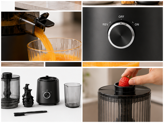 Fresh Smart HJ303 Extra-Brede Slow Juicer – Voor de Liefde van Vers Sap met 155 mm Uitloop, 2400 ml Trechter, 200 W Cold Press & Zelfreinigend
