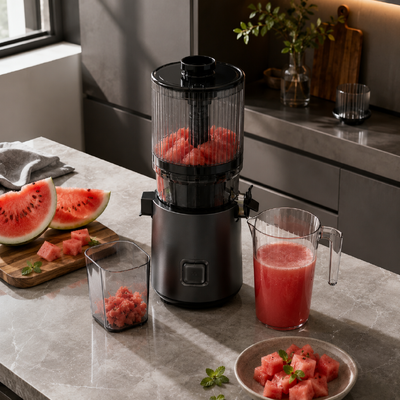 Fresh Smart HJ303 Extra-Brede Slow Juicer – De kunst van het sap maken moeiteloos gemaakt met 155 mm invoertrechter, 2400 ml opvangbak, 200 W Cold Press & Zelfreinigend