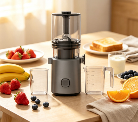 Fresh Smart HJ103A Compact Slow Masticating Juicer Verlicht uw keuken, verlicht uw dag met 4 kleurenopties, 135mm breed waterput, 200W koude pers en zelfreiniging