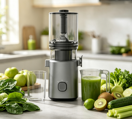 Fresh Smart HJ103A Compact Slow Masticating Juicer – Het hart van een gezonde, blije keuken met 4 kleuropties, 135 mm brede invoertrechter, 200W Cold Press & Zelfreinigend