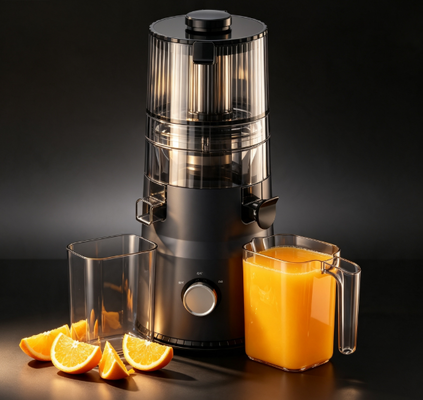 Fresh Smart HJ103A Compact Slow Masticating Juicer Stylish Multi-Color Edition met 135mm Wide Chute, 200W Cold Press & Self Cleaning voor kleine keukens