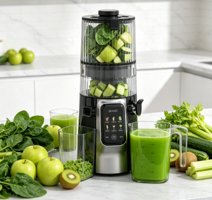 Fresh Smart HJ102D Multi-Function Slow Masticating Juicer Ontdek de vreugde van gezond eten met 6 modi, 135mm breed schot, 200W koude pers en zelfreiniging