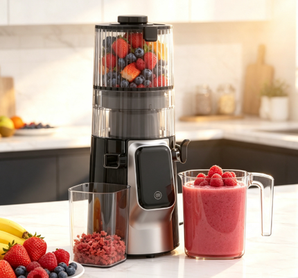 Fresh Smart HJ102D Multifunctionele Slow Masticating Juicer – Uw Partner voor een Gezonde Levensstijl met 6 Modi, 135 mm Brede Invoer, 200W Koude Pers & Zelfreinigend
