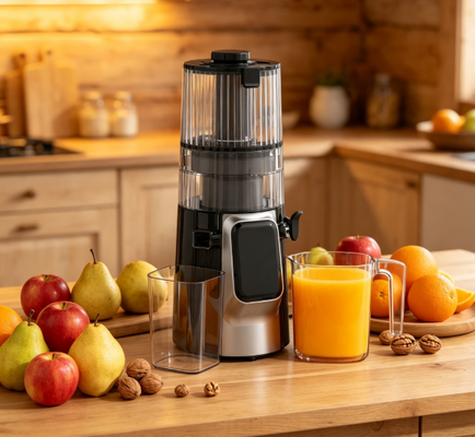 Fresh Smart HJ102D Alles-in-één Slow Masticating Juicer – 6 standen voor sap, smoothie, sorbet & notenmelk, 135 mm brede chute, 200W Cold Press & Zelfreinigend