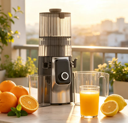 Fresh Smart HJ102C Slow Masticating Juicer – De Juicer Die Versheid Brengt in Elk Seizoen met 3 Instelbare Snelheden, 135mm Brede Vulopening, 200W Cold Press & Zelfreinigend
