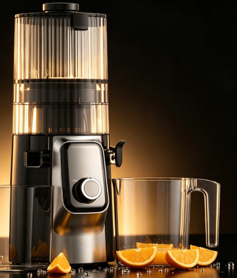 Fresh Smart HJ102C Slow Masticating Juicer De sapper die je helpt nieuwe smaken te ontdekken met 3 instelbare snelheden, 135mm breed schot, 200W koude pers en zelfreiniging