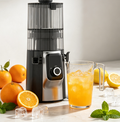 Fresh Smart HJ102C Slow Masticating Juicer   The Juicer That Transforms Your Mornings with 3 Adjustable Speeds, 135mm Wide Chute, 200W Cold Press & Self-Cleaning De juicer die je ochtend verandert met 3 instelbare snelheden, 135mm breed slop, 200W cold press & self-cleaning