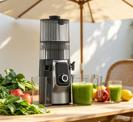 Fresh Smart HJ102C Slow Masticating Juicer – De Juicer Die Uw Keuken Transformeert in een Wellness Hub met 3 Instelbare Snelheden, 135mm Brede Invoer, 200W Cold Press & Zelfreinigend