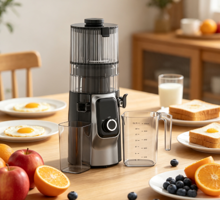 Fresh Smart HJ102C Slow Masticating Juicer – De Juicer Die Zich Aan Elk Ingrediënt Aanpast met 3 Instelbare Snelheden, 135mm Brede Vulopening, 200W Cold Press & Zelfreinigend