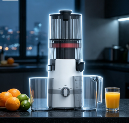 Fresh Smart HJ102B Slow Masticating Juicer Echt voedsel, echt eenvoudig, echt veilig voor elk gezin met 135mm chute, 200W koude pers, zelfreinigend & slot