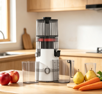 Fresh Smart HJ102B Slow Masticating Juicer – De Simpele, Slimme, Veilige Keuze voor Uw Gezin met 135 mm Trechter, 200W Koude Pers, Zelfreinigend & Veiligheidsslot
