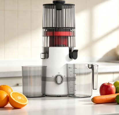 Fresh Smart HJ102B Langzame Masticating Juicer – De Gezinsjuicer Die U Tijd & Geld Bespaart met 135 mm chute, 200W Cold Press, Zelfreinigend & Veiligheidsslot