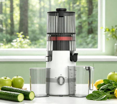 Fresh Smart HJ102B Slow Masticating Juicer Het hart van een gezonder huis met 135mm chute, 200W koude pers, zelfreinigend & Smart Safety Lock