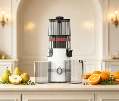 Verse Smart HJ102B Slow Masticating Juicer – De gemakkelijke manier om vers sap te maken met Smart Safety Lock, 135 mm invoertrechter, 200 W Cold Press & zelfreinigend voor elk gezin