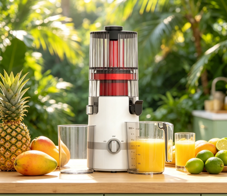 Fresh Smart HJ102B Slow Masticating Juicer De vertrouwde familiejuicer met automatisch veiligheidslot, 135mm breed schot, 200W koude pers en zelfreiniging voor dagelijkse voeding