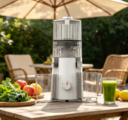 Fresh Smart HJ102A Slow Masticating Juicer – Hoge opbrengst 200W Cold Press met 135mm brede invoertrechter, zelfreinigend & BPA-vrij ontwerp voor dagelijkse welzijn