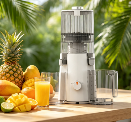 Fresh Smart HJ102A Eco-Friendly Slow Masticating Juicer 200W energiezuinige koude pers-extractor met 135mm brede slang, BPA-vrije materialen, 72-uurs vers sapbehoud,Ontwerp voor voedselverspilling