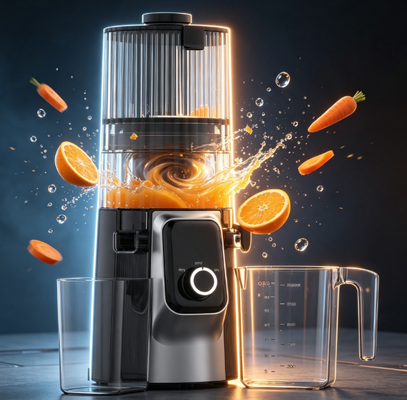 Huishoudelijke Slow Cold Press Juicer HJ102C, BPA-vrije grote invoertrechter sapcentrifuge voor dagelijks gebruik
