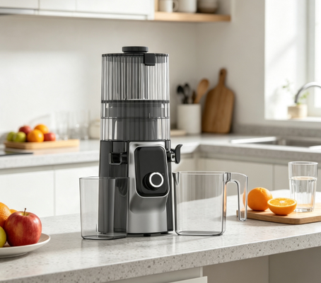 HJ102C Ergonomische 116° Slow Juicer, Grote Capaciteit Sap & Pulpbeker Huishoudelijke Juicer