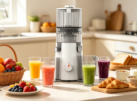 HJ102A High-Yield Slow Masticating Juicer – Meer dan 98% Sapuitvoer, 135 mm Voedingsopening, 1000 ml Sapbeker